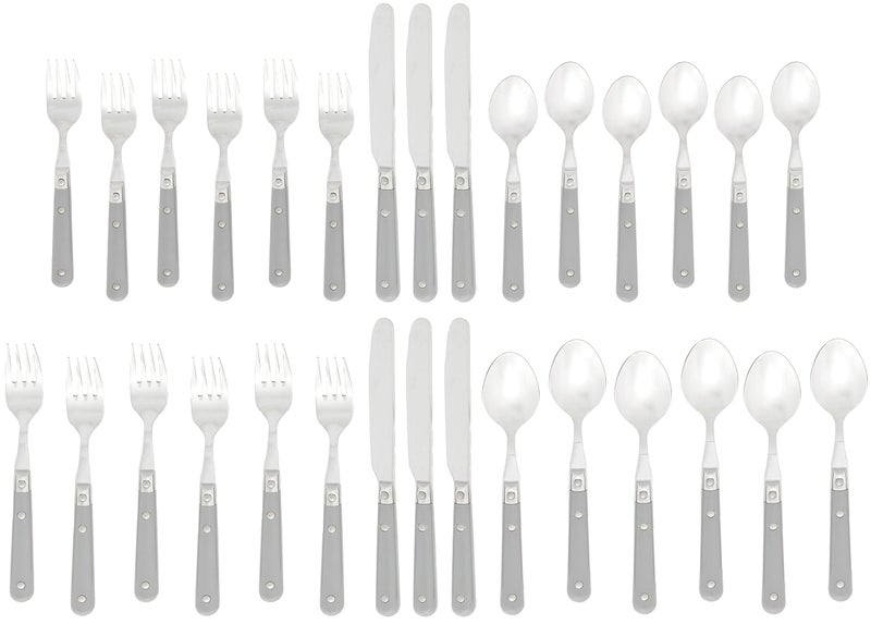 Ginkgo International Le Prix Stainless Steel Dishwasher-safe 30piece flatware set  Service for 6  Grey (22719) - Image 2